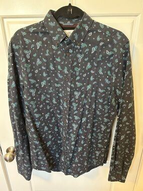 Ben Sherman Navy Paisley Button-Down Shirt with Teal Accents